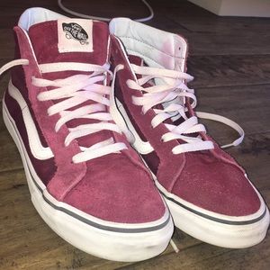 Maroon and White Old Skool Vans Hightop Sneakers